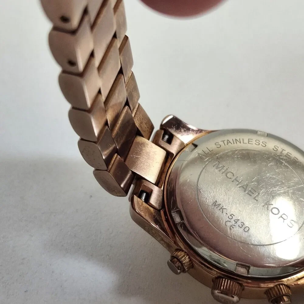 Michael Kors Women's Watch MK5430 Mini Runway Chronograph Rose Gold New Battery